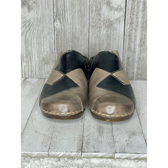 Vintage Spring Step Leather Two Tone Patchwork Clogs Size 37 - Picture 2 of 11